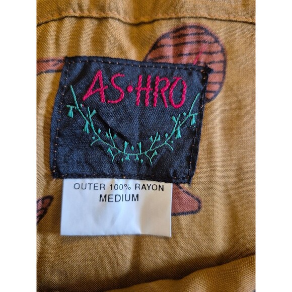 AS•HRO Vintage 90s Y2K Egyptian Charm Wrap Hieroglyphics Graphic Skirt Tan Sz M - Picture 6 of 7